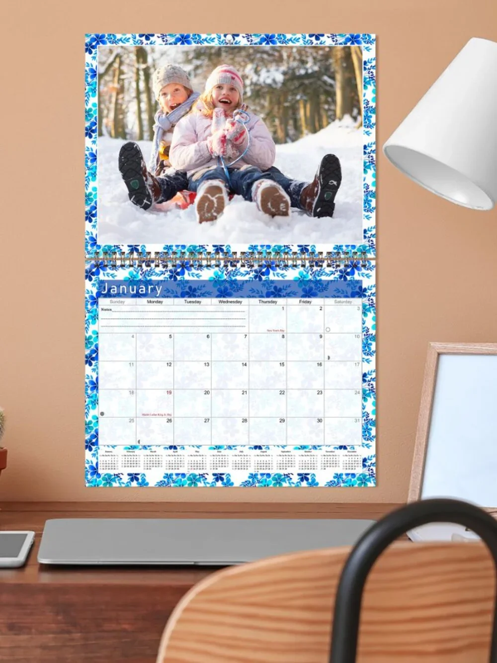 Personalized Custom 2027 Wall Calendar Spiral-bound - 12 Months. 11 x 8in. #011